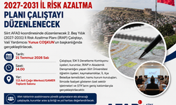 Siirt’te Risk Azaltma Planı Çalıştayı Düzenlenecek