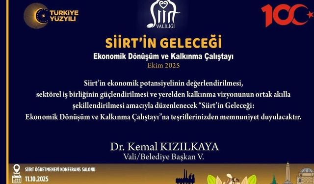 “Siirt’in Geleceği: Ekonomik Dönüşüm ve Kalkınma Çalıştayı” Düzenleniyor!
