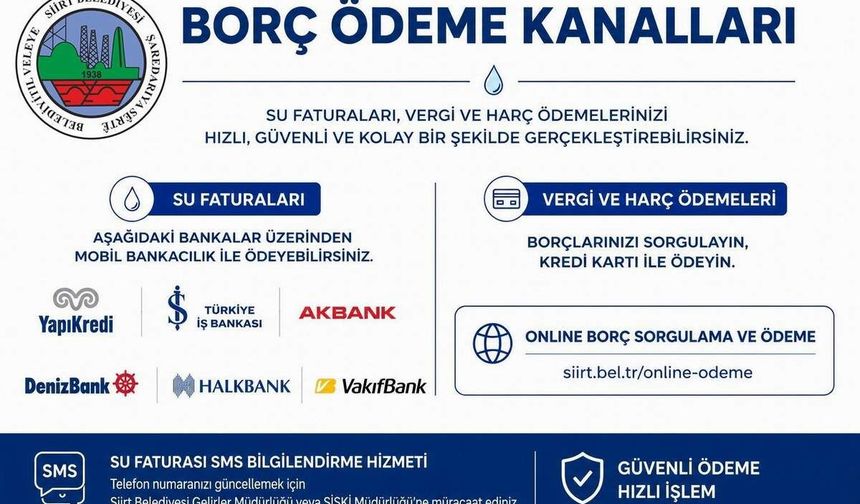 Siirt Belediyesinden Dijital Ödeme ve İletişim Bilgileri Güncelleme Çağrısı