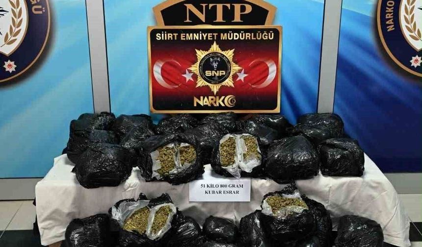 Siirt’te Uyuşturucu Operasyonu: 51 Kilo 800 Gram Esrar Ele Geçirildi